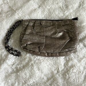 Express Chic Silver Wristlet Clutch with Shimmering Finish